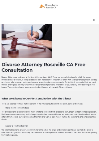 Divorce Attorney Roseville CA Free Consultation