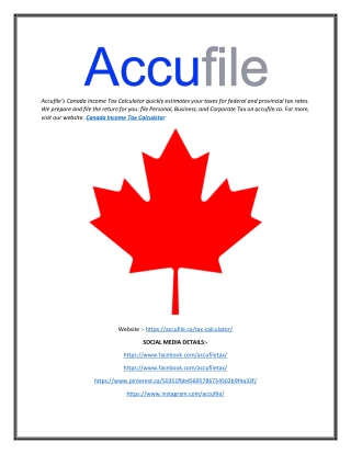 Canada Income Tax Calculator  AccuFile