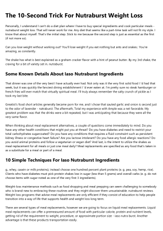 nutraburst: The Good, the Bad, and the Ugly
