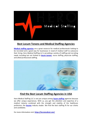 Best Locum Tenens and Medical Staffing Agencies