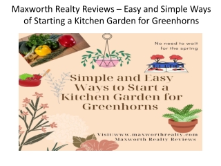 Maxworth Realty Reviews – Easy and Simple Ways of Starting a Kitchen Garden for Greenhorns