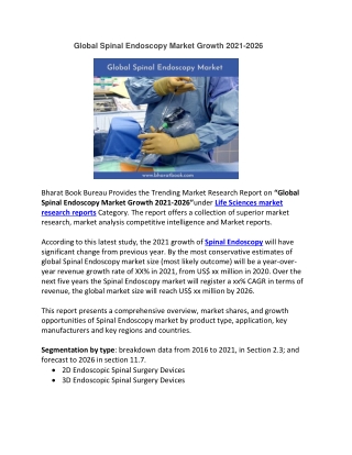 Global Spinal Endoscopy Market Growth 2021