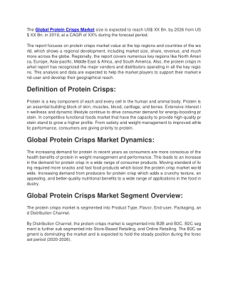 Protein Crisps Market size is expected to reach US