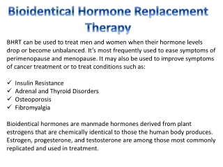 Bioidentical Hormone Replacement Therapy