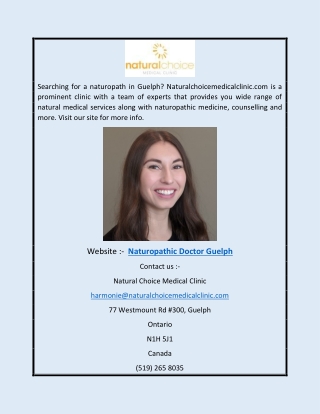 Naturopathic Doctor Guelph | Naturalchoicemedicalclinic.com