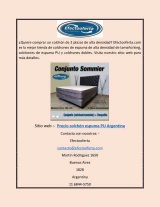 Precio Argentina Colchón de espuma de poliuretano | Efectooferta.com