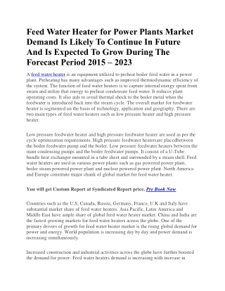 Feed Water Heater for Power Plants Market