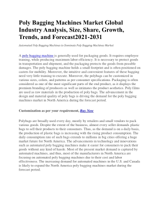 Poly Bagging Machines Market