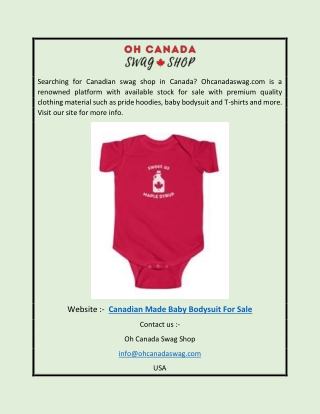 Canadian Made Baby Bodysuit for Sale | Ohcanadaswag.com