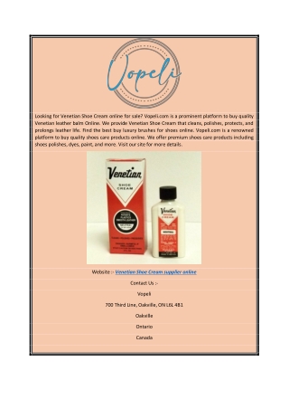 Venetian Shoe Cream Supplier Online | Vopeli.com