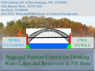 Proposed Nutrient Criteria for Drinking Water Lakes and Reservoirs in NY State