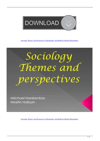 Sociology Themes And Perspectives (Haralambos And Holborn) Michael Haralambos