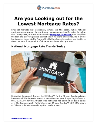 are-you-looking-out-for-the-lowest-mortgage-rates_Purelaon