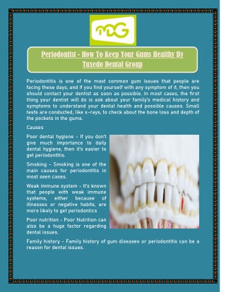 Periodontist - How To Keep Your Gums Healthy By Tuxedo Dental Group