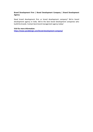 Brand Development Firm | Brand Development Company | Brand Development Agency