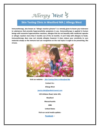 Skin Testing Clinic in Westford MA | Allergy West