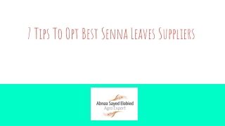 7 Tips To Opt Best Senna Leaves Suppliers