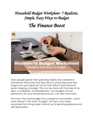 Household Budget Worksheet- 7 Realistic, Simple, Easy Ways To Budget | The Finan