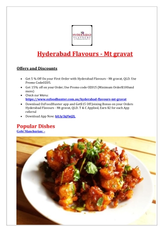 5% Off - Hyderabad Flavours Indian restaurant Menu Mt Gravat, QLD
