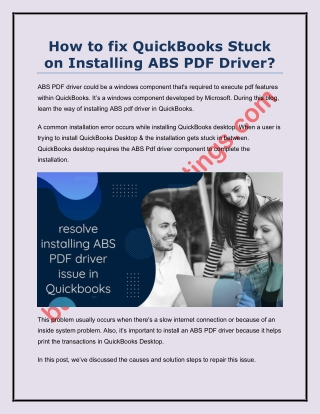 How to fix QuickBooks Stuck on Installing ABS PDF Driver?