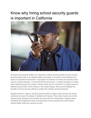 Know why hiring school security guards is important in California