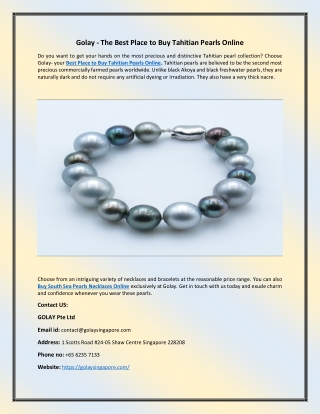 Golay - The Best Place to Buy Tahitian Pearls Online