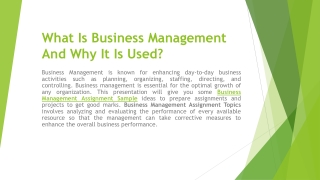 What Is Business Management And Why It Is Used?