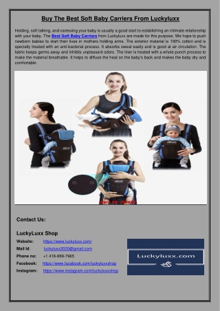 Buy The Best Soft Baby Carriers From Luckyluxx