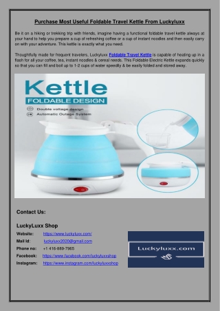 Purchase Most Useful Foldable Travel Kettle From Luckyluxx