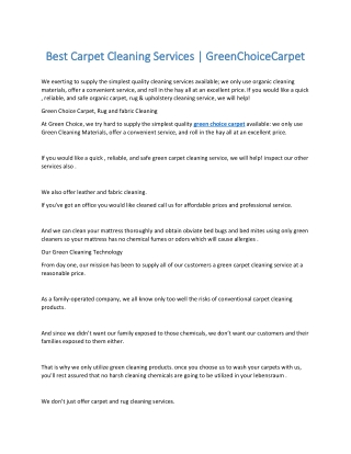 Best Carpet Cleaning Services | GreenChoiceCarpet