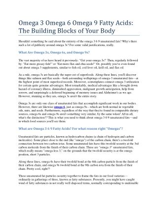 Omega 3 Omega 6 Omega 9 Fatty Acids: The Building Blocks of Your Body