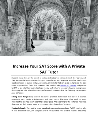 Increase Your SAT Score with A Private SAT Tutor