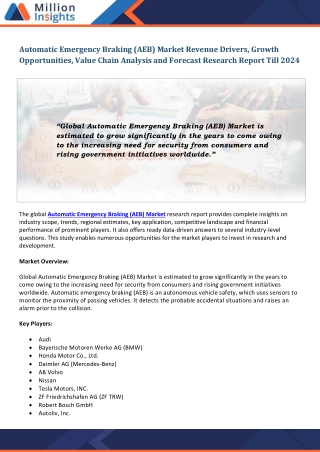 Automatic Emergency Braking (AEB) Market