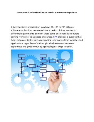 Automate Critical Tasks With RPA To Enhance Customer Experience