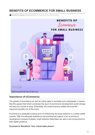 BENEFITS OF ECOMMERCE FOR SMALL BUSINESS