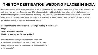 The Top Destination Wedding Places in India