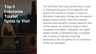 Top 5 Indonesia Tourist Spots to Visit