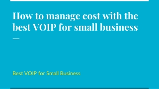 How to manage cost with the best VOIP for small business