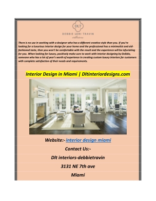 Interior Design in Miami Dltinteriordesigns.com