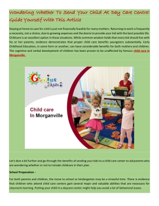 Wondering Whether To Send Your Child At Day Care Centre! Guide Yourself With This Article