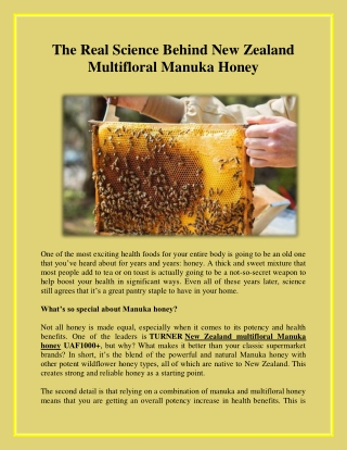 The Real Science Behind New Zealand Multifloral Manuka Honey