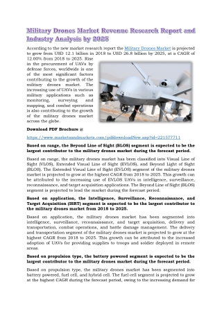 Military Drones Market Revenue Research Report and Industry Analysis by 2025