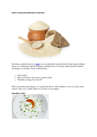 WAYS TO INCLUDE SEMOLINA IN YOUR DIET