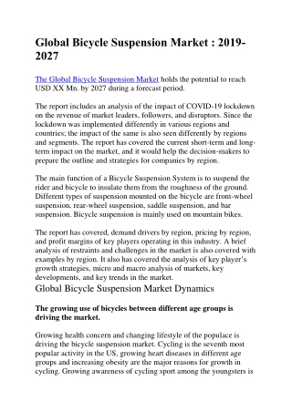 Global Bicycle Suspension Market
