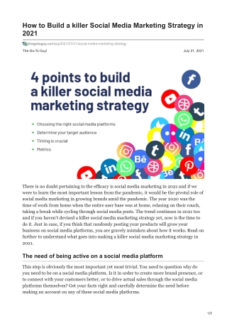 How to Build a killer Social Media Marketing Strategy in 2021 | The Go-To Guy!