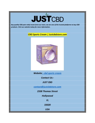 CBD Sports Cream  Justcbdstore.com