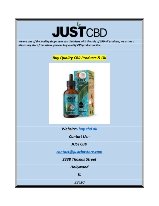 Buy Quality CBD Products & Oil