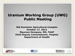 Uranium Working Group UWG Public Meeting