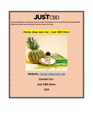 Hemp shop near me  Just CBD Store
