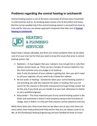 Problems regarding the central heating in Letchworth